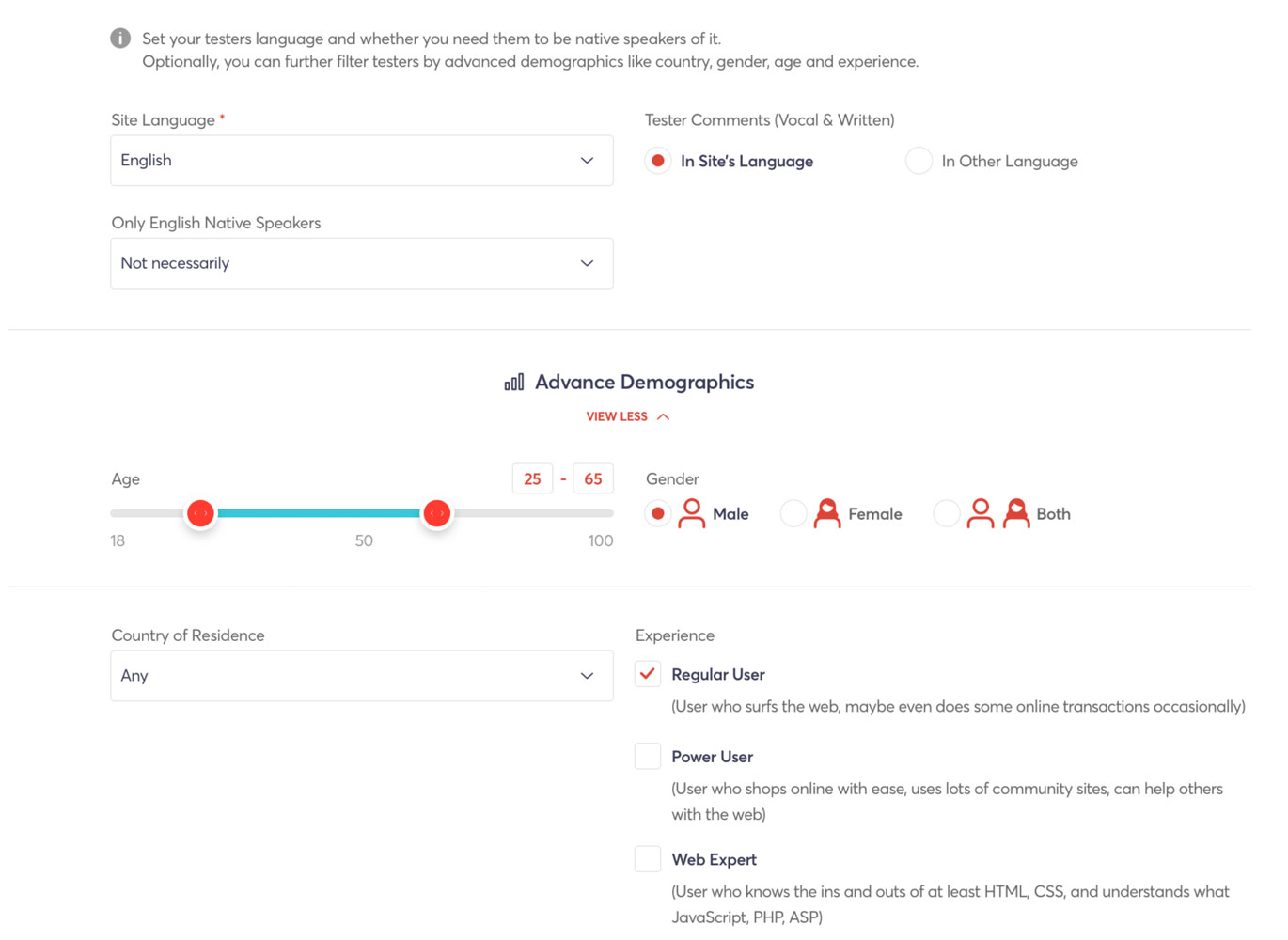 Easily create your demographics criteria